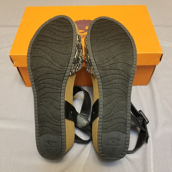 Rocket Dog Wood Block Rio Sandals Women's Shoes Cream Black NIB Size 9.5 - Picture 2 of 6